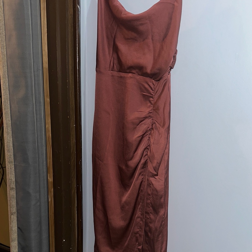 Chic One Shoulder Rust Dress